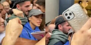 Tini y De Paul causaron furor en un shopping con su presencia: qué le dijo el jugador a los fans