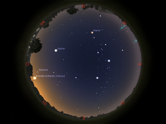 Un mapa del cielo nocturno para identificar objetos celestes