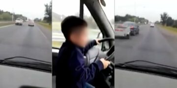 Obligó a su hijo de 7 años a conducir un camión por una autopista