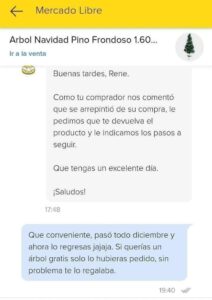 Compró un árbol de navidad por Mercado Libre en diciembre y lo devolvió en enero