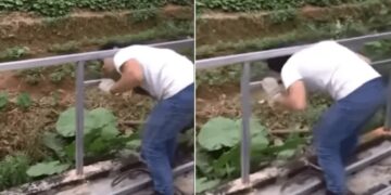 Soldó una baranda, pero su cabeza quedó atrapada tras finalizar el trabajo