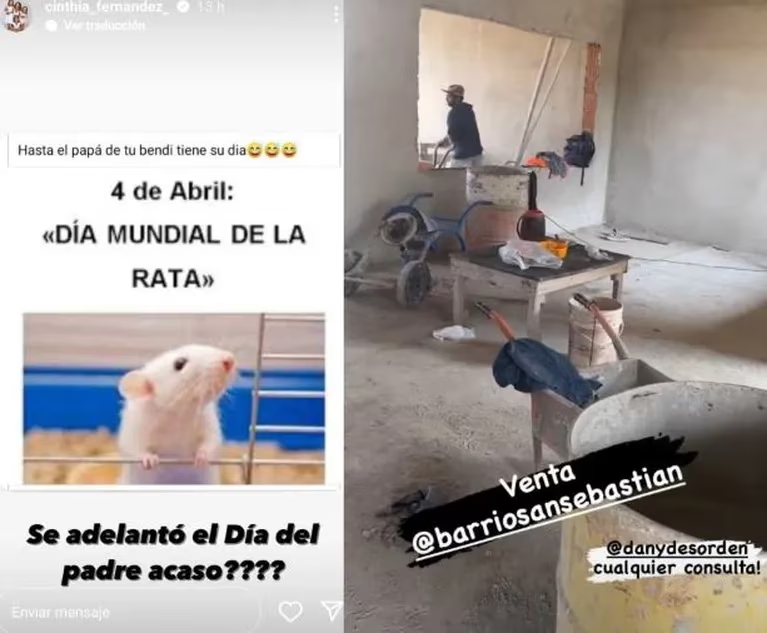 Cinthia Fernández saludó a Matías Defederico por el Día de la Rata