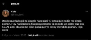 Un extraño "igual" a su abuelo muerto se le acercó y le dijo algo que lo estremeció
