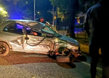 Impresionante choque contra un árbol en la Octavio Pinto