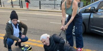 Wanda Nara asistió a un motoquero en un accidente cuando iba a grabar Masterchef