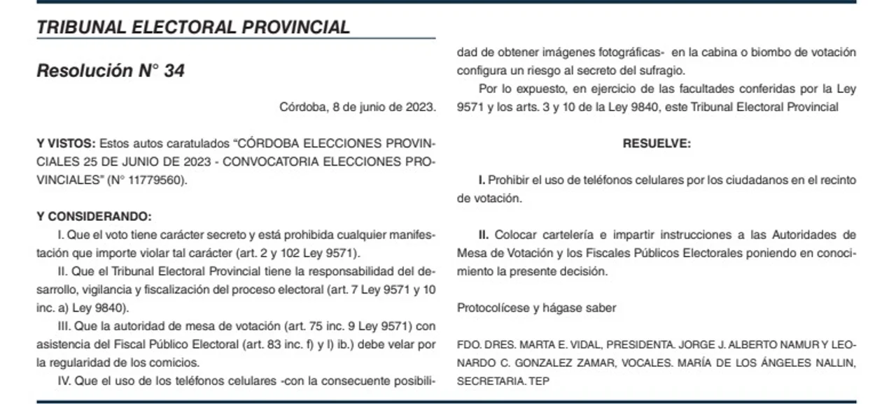 Prohíben el uso de celulares en los lugares de votación