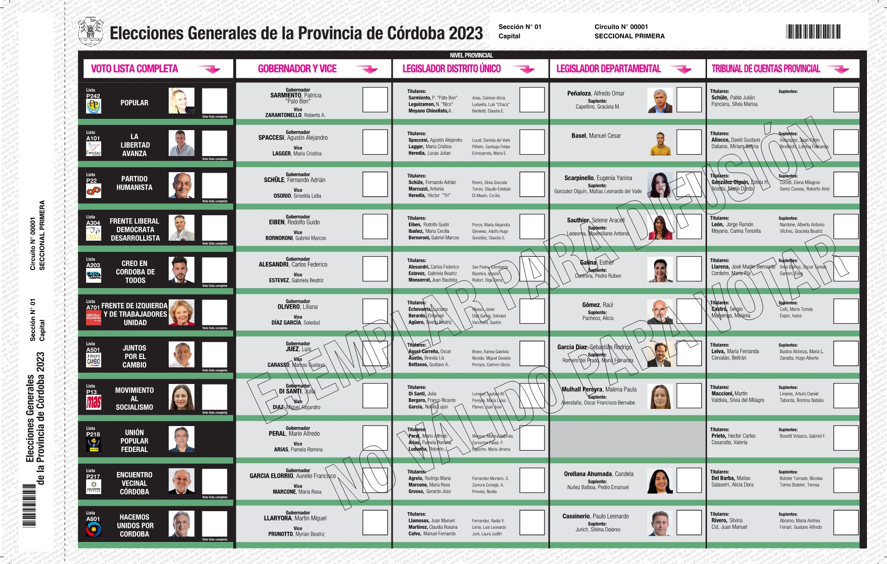 Así es la Boleta Única que se utilizará para elegir al próximo gobernador este 25 de junio