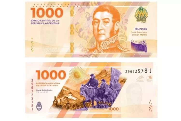 El Banco Central puso en circulación el nuevo billete de $ 1.000 con la imagen de San Martín