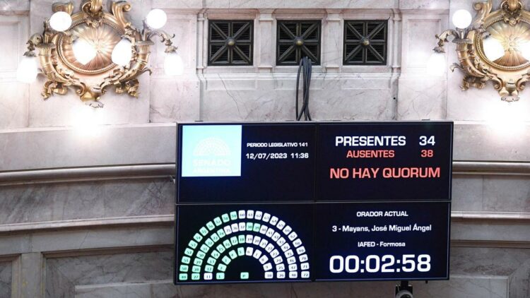 El oficialismo no logró quórum y fracasó la sesión en el Senado