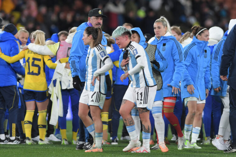 TELAM 02/08/2023 Nueva Zelanda:   Argentina selló su eliminación del Mundial Femenino Australia-Nueva Zelanda 2023, luego de caer con 2-0 ante Suecia, candidato al podio, en la tercera y última fecha del Grupo G.Foto: Julian Alvarez