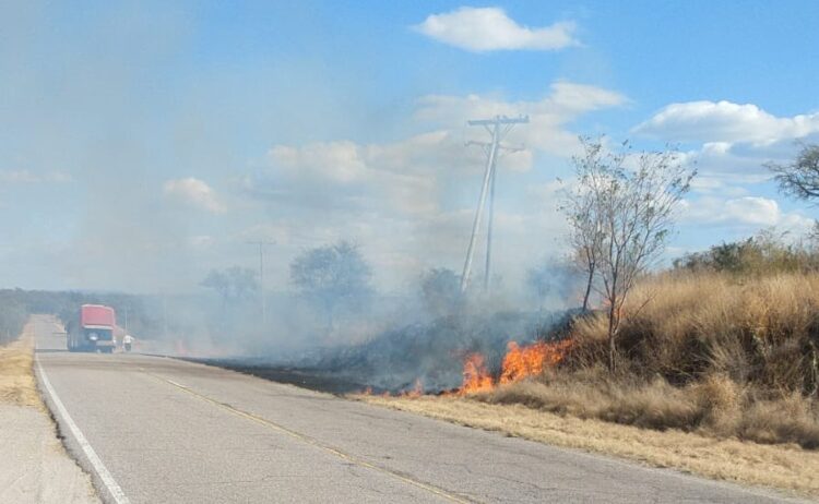 Intenso operativo sobre un incendio en Los Chañaritos