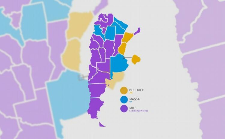 La "ola violeta" de Milei ganó en 16 provincias de 24