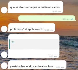 Una mujer se enteró de las aventuras sexuales de su esposo gracias a la sincronización entre su celular y el reloj inteligente del hombre