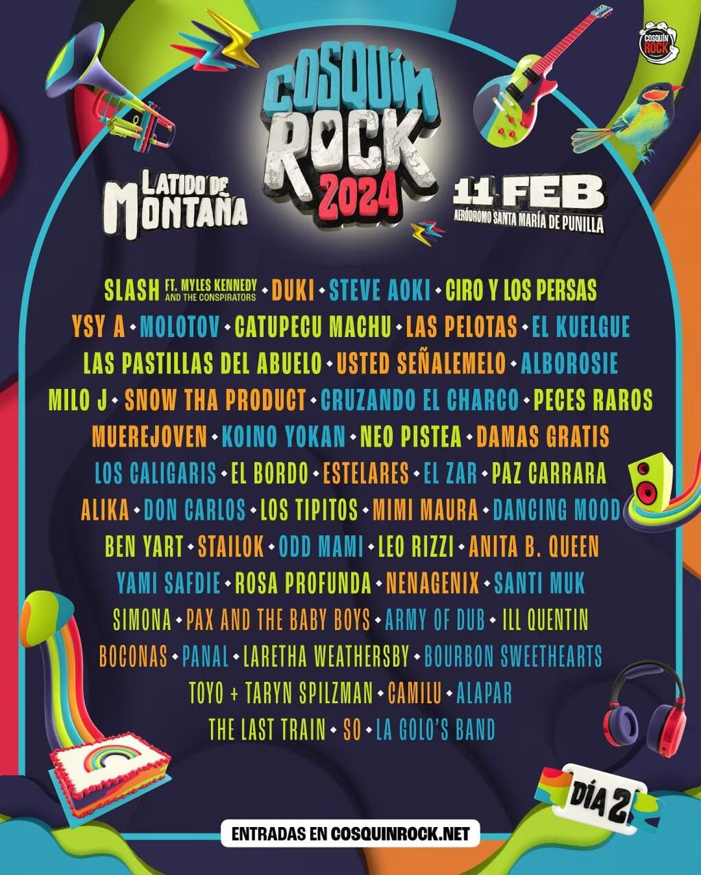 Se viene el Cosquín Rock 2024: Slash, Steve Aoki, Duki, Lali y sorpresas imperdibles