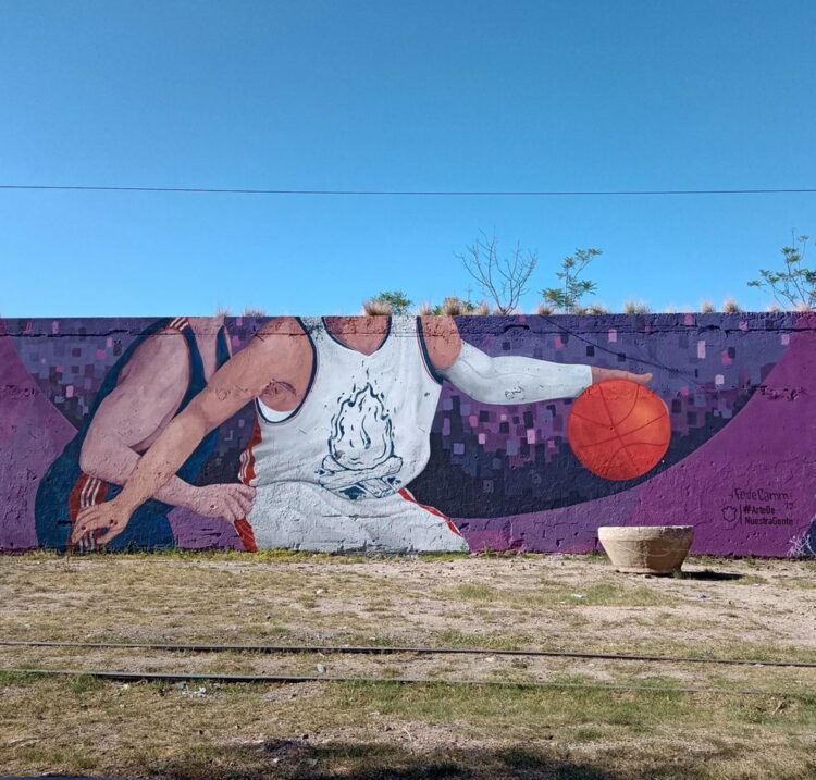 Mural “Los negritos de las vías” realizado por el visualista Federico Cammarata.