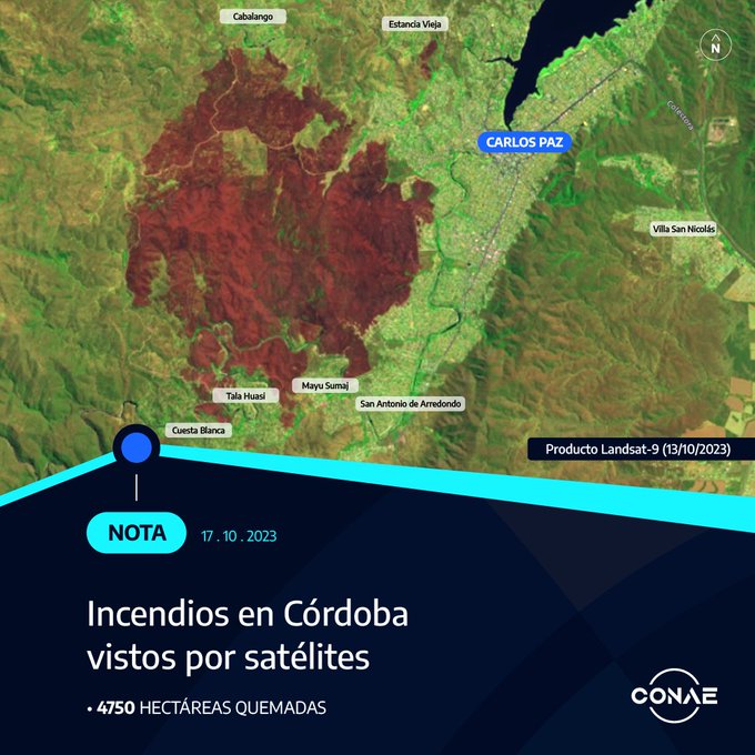 La Conae constató 4.750 hectáreas quemadas al sur del valle de Punilla