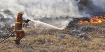 Bomberos y aviones hidratantes combaten un importante incendio en San Pedro Viejo