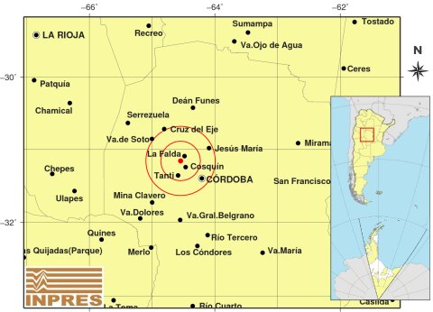 Un temblor sacudió las regiones de Punilla y Sierras Chicas