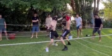 Dos amigos que «se tenían bronca» entrenaron tres meses, armaron un ring y se pelearon en el patio de una casa