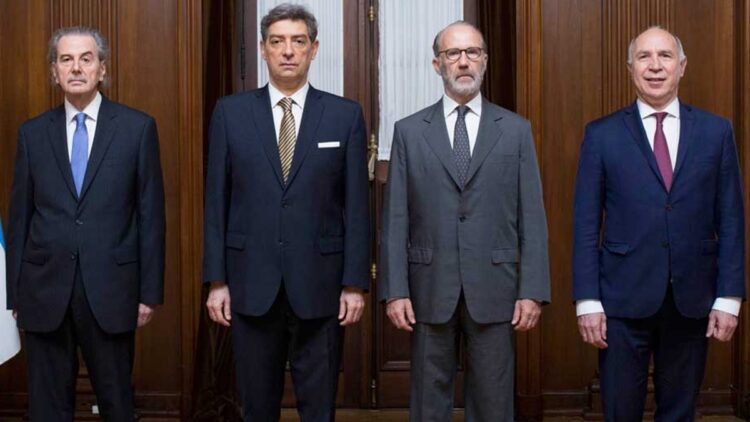 La Corte Suprema: Juan Carlos Maqueda, Horacio Rosatti, Carlos Rozenkrantz y Ricardo Lorenzetti.