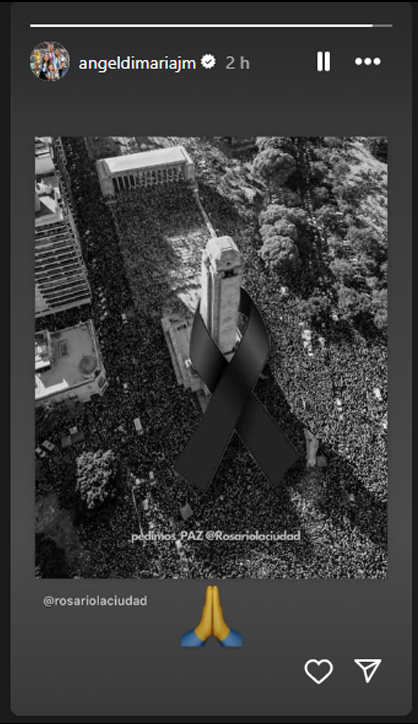 Di María hizo un llamado de paz por la situación de violencia en Rosario
