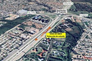 Reducción de calzada en Circunvalación por obras de rehabilitación