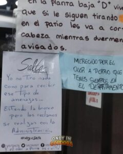 Dejó un mensaje para que no le tiren basura en el ascensor del edificio y los vecinos le contestaron disparatadas respuestas