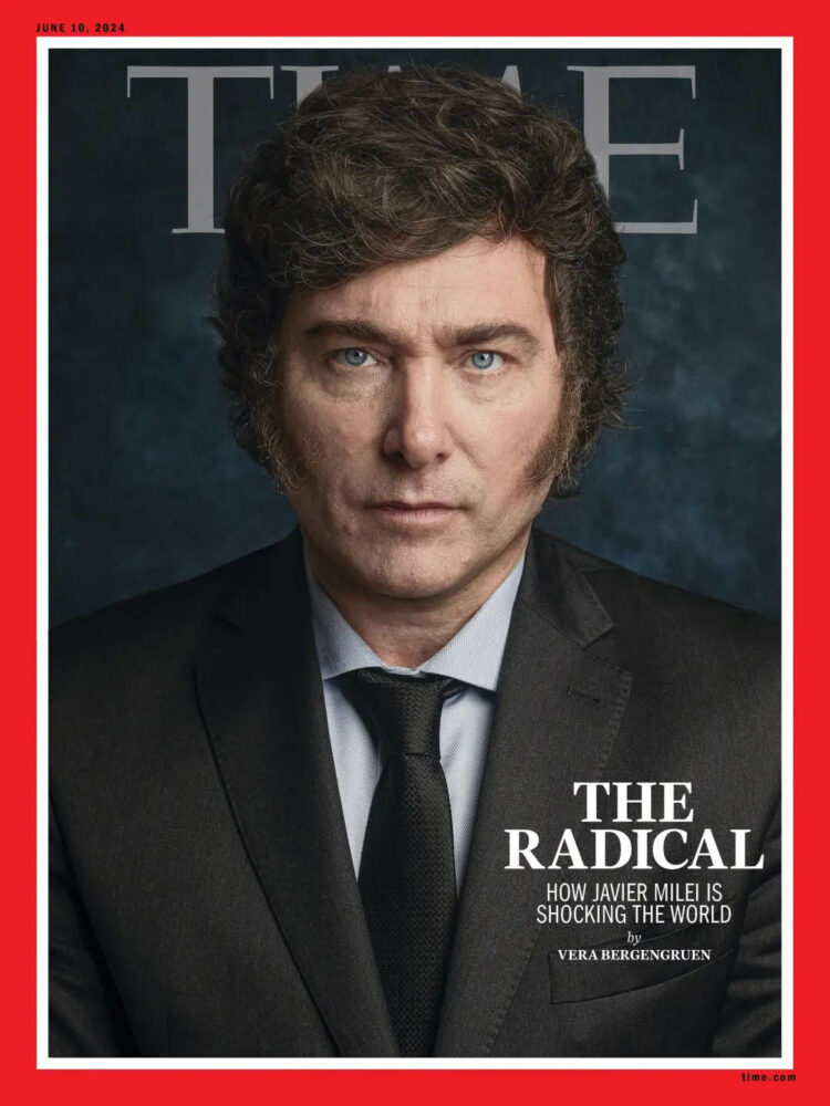 Milei fue elegido por la revista Time para la portada de su última edición