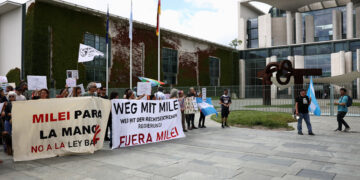 Manifestantes rechazaron la presencia de Milei en Alemania