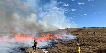 Casi 300 bomberos combaten el fuego en el Cerro Champaquí: 5.500 hectáreas afectadas