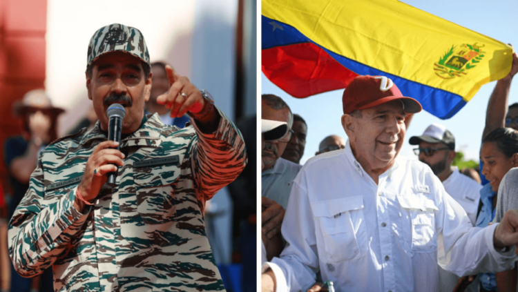 El presidente de Venezuela, Nicolás Maduro, y el líder de la alianza opositora Plataforma Unitaria, Edmundo González Urrutia.