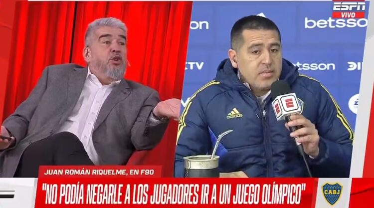 Riquelme se enojó con el "Chavo" Fucks y abandonó una entrevista en vivo