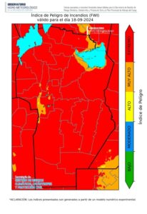 En una jornada peligrosa, advierten por riesgo de incendios extremo en toda la provincia