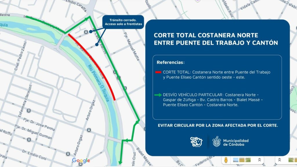 Corte total en Costanera Norte entre los puentes Del Trabajo y Eliseo Cantón