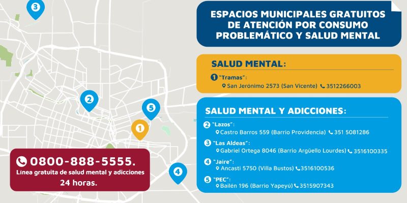 Cinco espacios de atención gratuita en salud mental, consumo problemático y adicciones