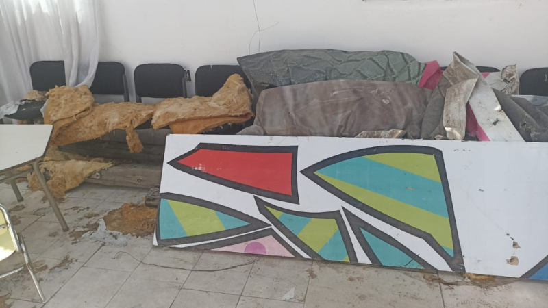 El viento voló un techo de un comedor de Barrio Bajo Pueyrredón