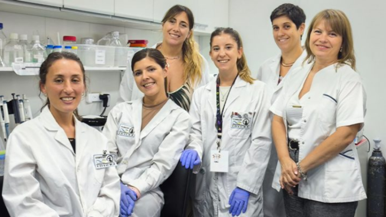 Camila Bulfoni Balbi; María Florencia Pacini; Florencia B. González; Brenda Dinatale; Cecilia Farré; Ana Rosa Pérez.. Foto: CONICET Rosario.