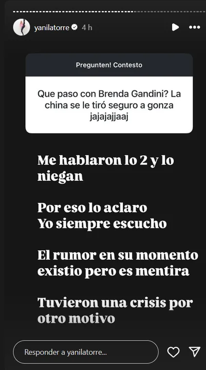 Brenda Gandini desmintió los rumores sobre Gonzalo Heredia y la China Suárez