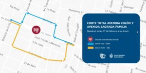 Desde el lunes, corte total entre las avenidas Sagrada Familia y Colón