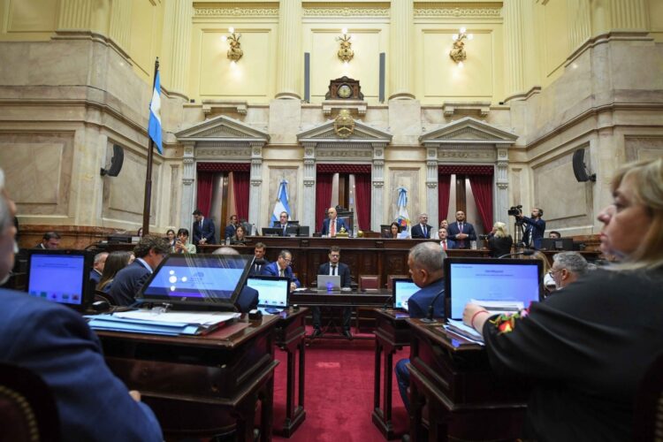 Los senadores Anabel Fernádez Sagasti (PJ) y Pablo Blanco (UCR).