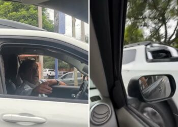 Tiró basura a la calle, una pareja le dijo que estaba mal y los chocó