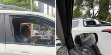 Tiró basura a la calle, una pareja le dijo que estaba mal y los chocó