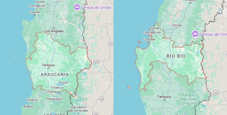 Entre las regiones del Biobío y La Araucanía están las zonas incendiadas.
