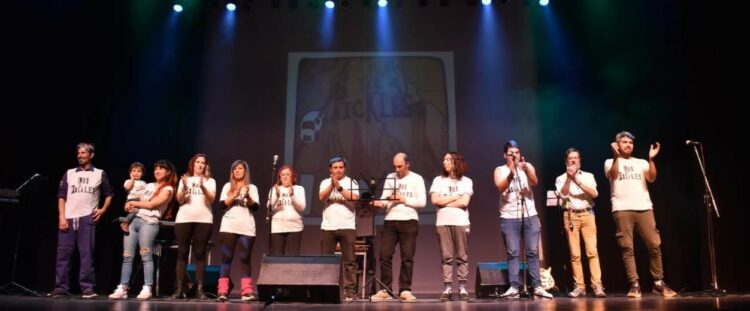 Integrantes del Grupo Los Pickles, año 2022, sala Astor Piazolla del Teatro Auditorium de Mar del Plata.