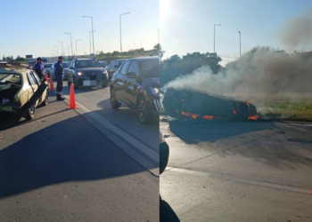 Colisión e incendio vehicular en Circunvalación