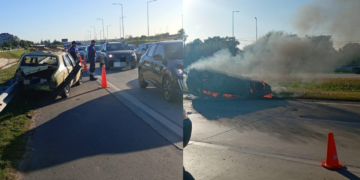 Colisión e incendio vehicular en Circunvalación