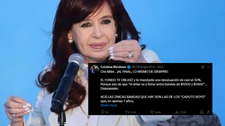 Cristina Kirchner apuntó contra Milei: "El FMI te obligó a devaluar un 30%"