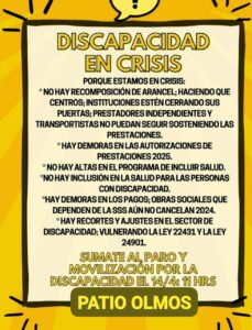 Paro y movilización en Córdoba de los sectores de discapacidad Paro y movilización en Córdoba de los sectores de discapacidad