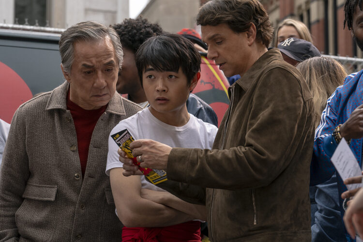 (L-R) Jackie Chan, Ben Wang and Ralph Macchio in Columbia Pictures KARATE KID: LEGENDS