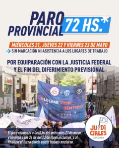 Judiciales comienzan mañana un paro de 72 horas Judiciales comienzan mañana un paro de 72 horas